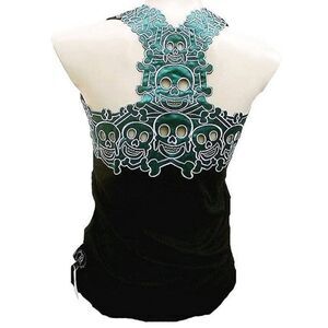 White Skulls Embroidery Skull Tank Top Sz Large
